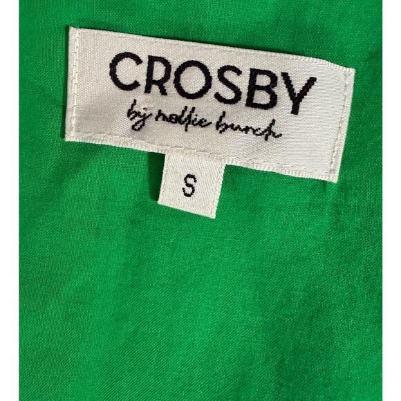 Crosby by Mollie Burch Midi Dress Cotton Green Floral Tiered Skirt Ruffle - Picture 7 of 8